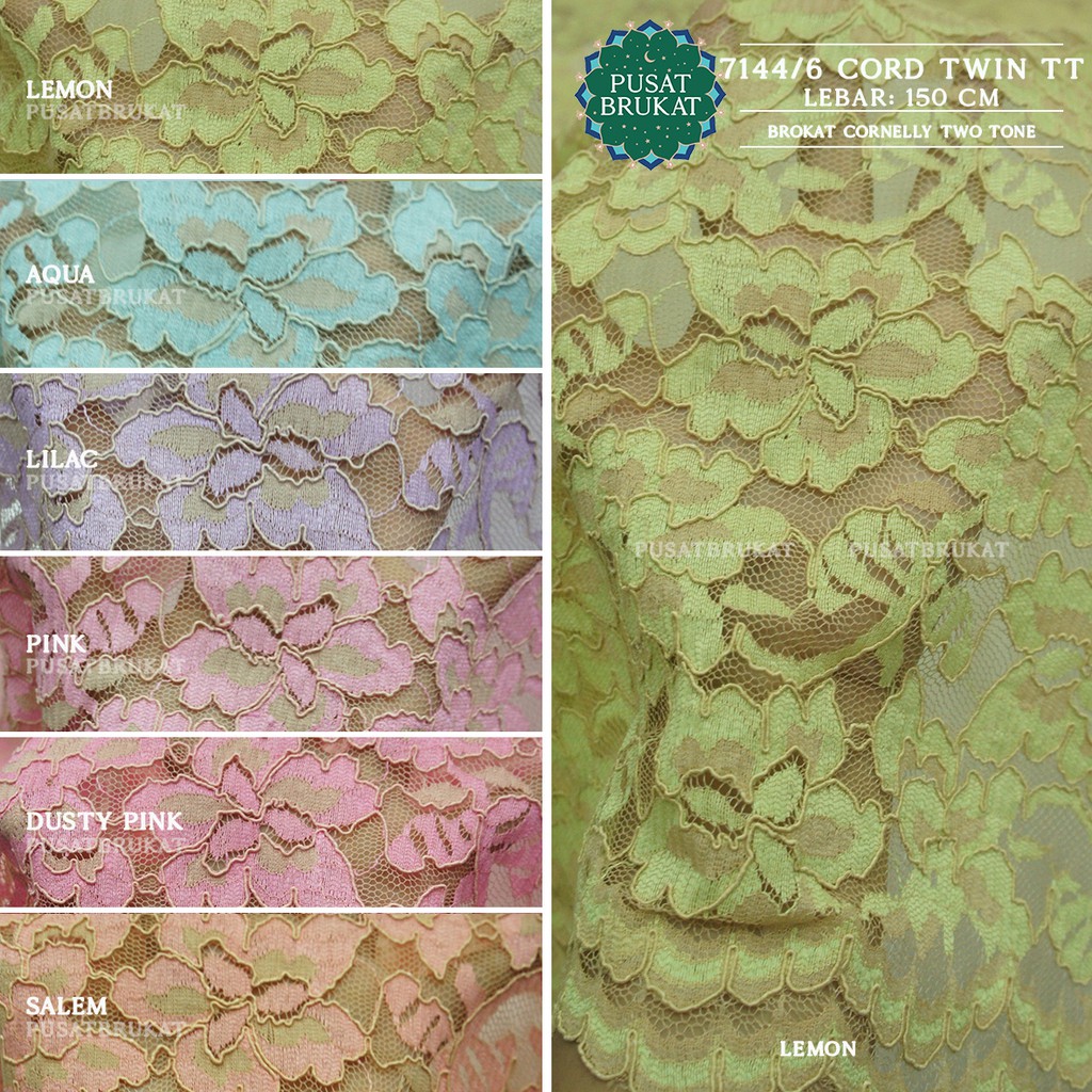 KAIN BRUKAT CORNELI 7144/6 CORD TT - BAHAN KEBAYA BROKAT CORNELLY TWO TONE DAYANA [harga per 0.5m]