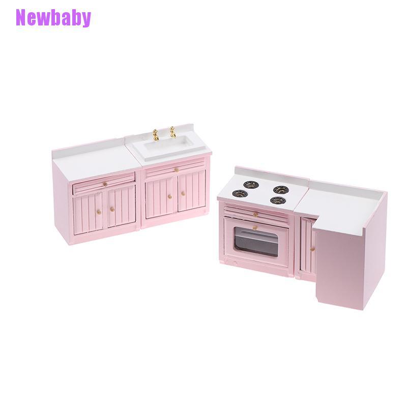 (Newbaby) Mainan Miniatur Lemari / Wastafel / Kompor / Bak Cuci Skala 1: 12 Untuk Aksesoris Rumah Boneka