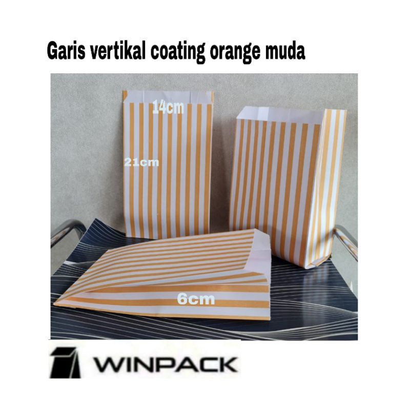 

Kantong Kertas Gusset Coating Vertikal Orange muda