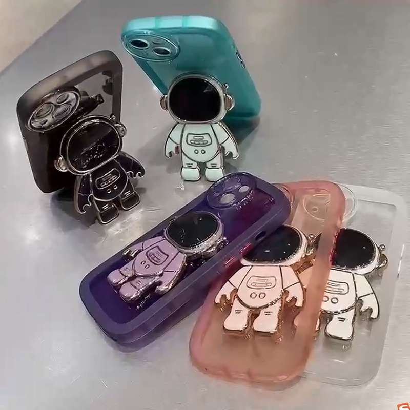 Creative astronaut stand case iphone 11 pro max 12 13 pro max Xs XR 7plus/8plus 3D round TPU soft shockproof phone case