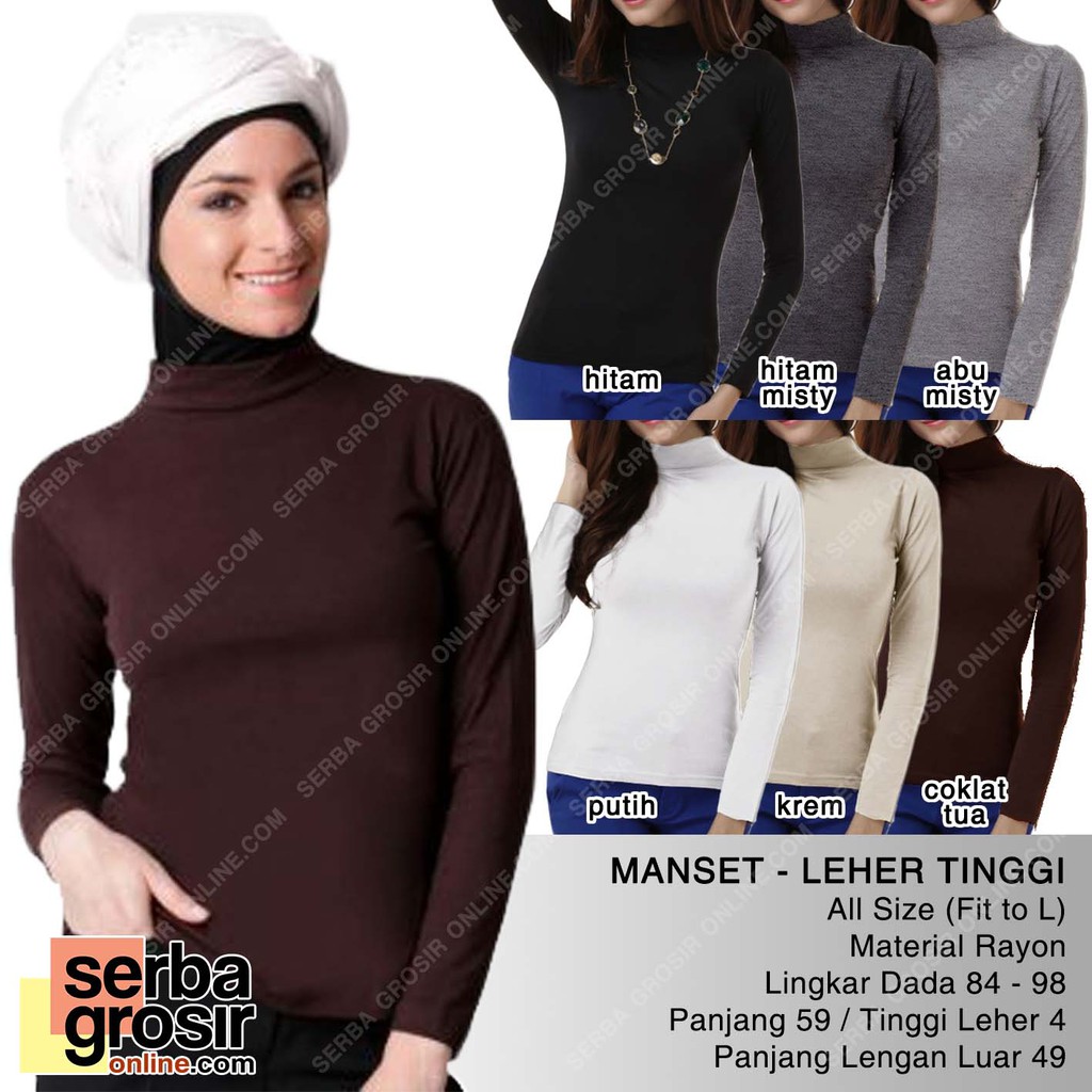 Manset Kaos Lengan Panjang Baju Dalaman Leher Tinggi Wanita Polos Harga Grosir Shopee Indonesia