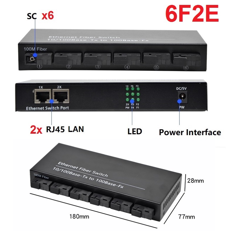 Media Converter 6 Port 4 Port Fiber 2 FO SC Port 4 LAN Rj45 3 Port Optik Optic Transceiver Ethernet Switch PCB 3 SC 3 RJ45  4 SC 4 RJ45 6F2E 2F4E 3F3E 4F4E 4Port dengan Adapter