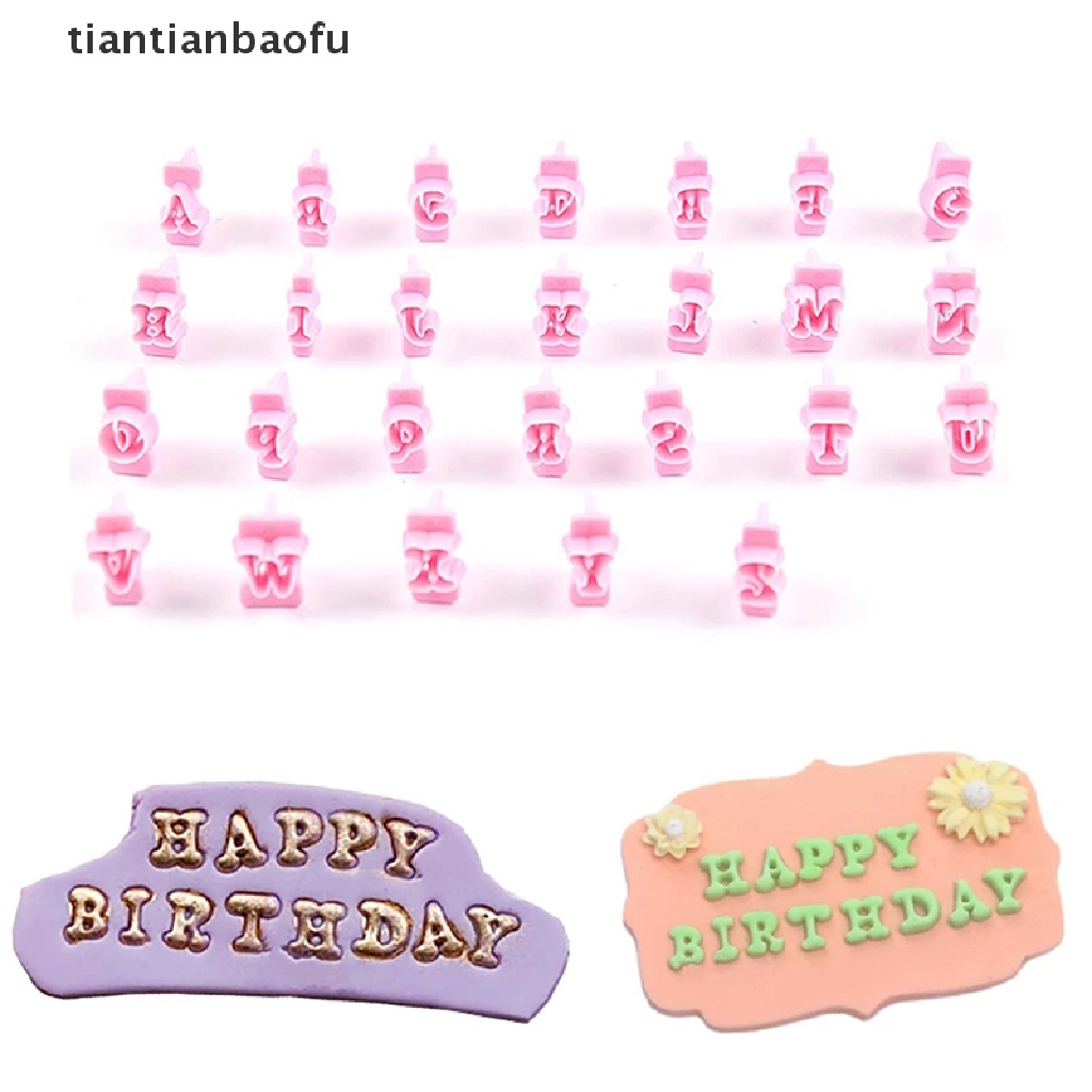 Cetakan Pemotong Kue Model Stempel Timbul Desain Huruf Alfabet