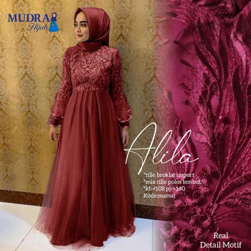 Alila Dress Gamis Tile Brokat mix tile polos LD 110