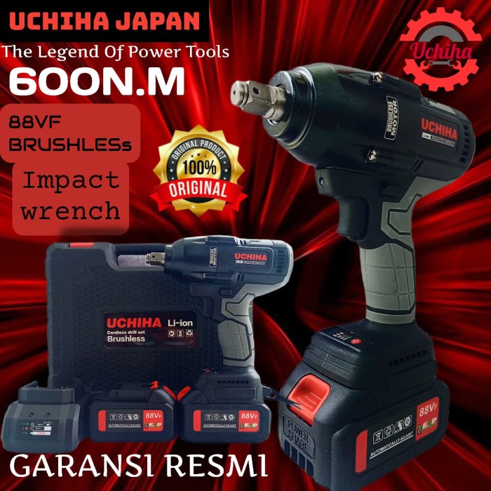 IMPACT WRENCH BOR BUKA BAUT BATERAI CORDLESS UCHIHA BRUSHLESS