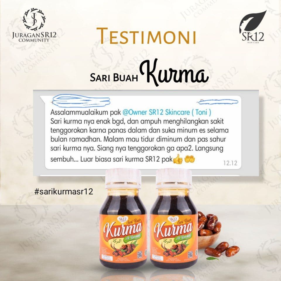 Sari Kurma SR12 SR 12 Asli Penambah Stamina Pria Laki Laki Dewasa Obat Herbal Anemia Hipertensi Darah Tinggi Pelancar Pencernaan Anti Inflamasi Antioksidan