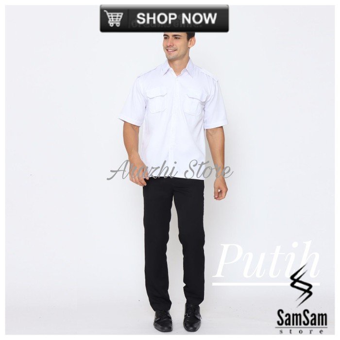 Seragam PNS Pria Kemeja Putih Baju PNS PDH Putih Kemeja Putih Pria - S, Pangkat