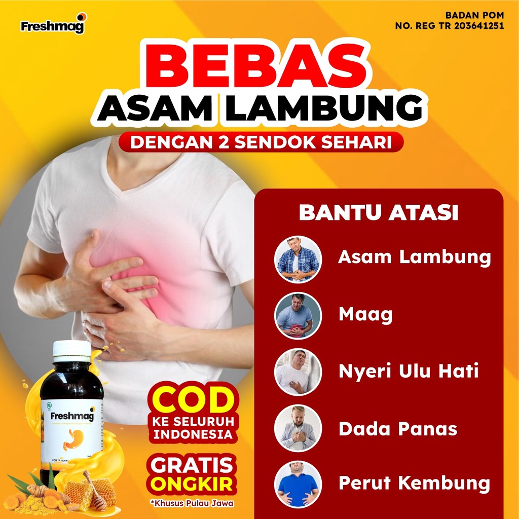 Paket 10 Botol - Freshmag Madu Atasi Gerd Nyeri Asam Lambung Tinggi Infeksi Lambung &amp; Maag Kronis Lancarkan Sirkulasi Darah Penambah Nafsu Makan