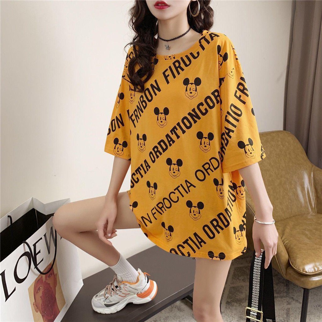 Oversize Tee Tshirt Model Longgar Untuk Wanita Motif Mickey