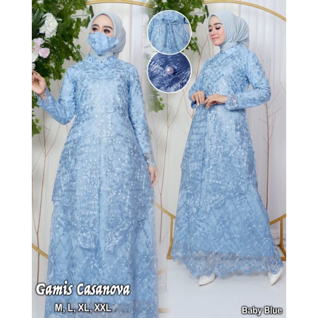 Kebaya Gamis Casanova / Gamis Pesta Mewah / Gamis Brukat Modern / Gamis Kondangan / Kebaya Kekinian