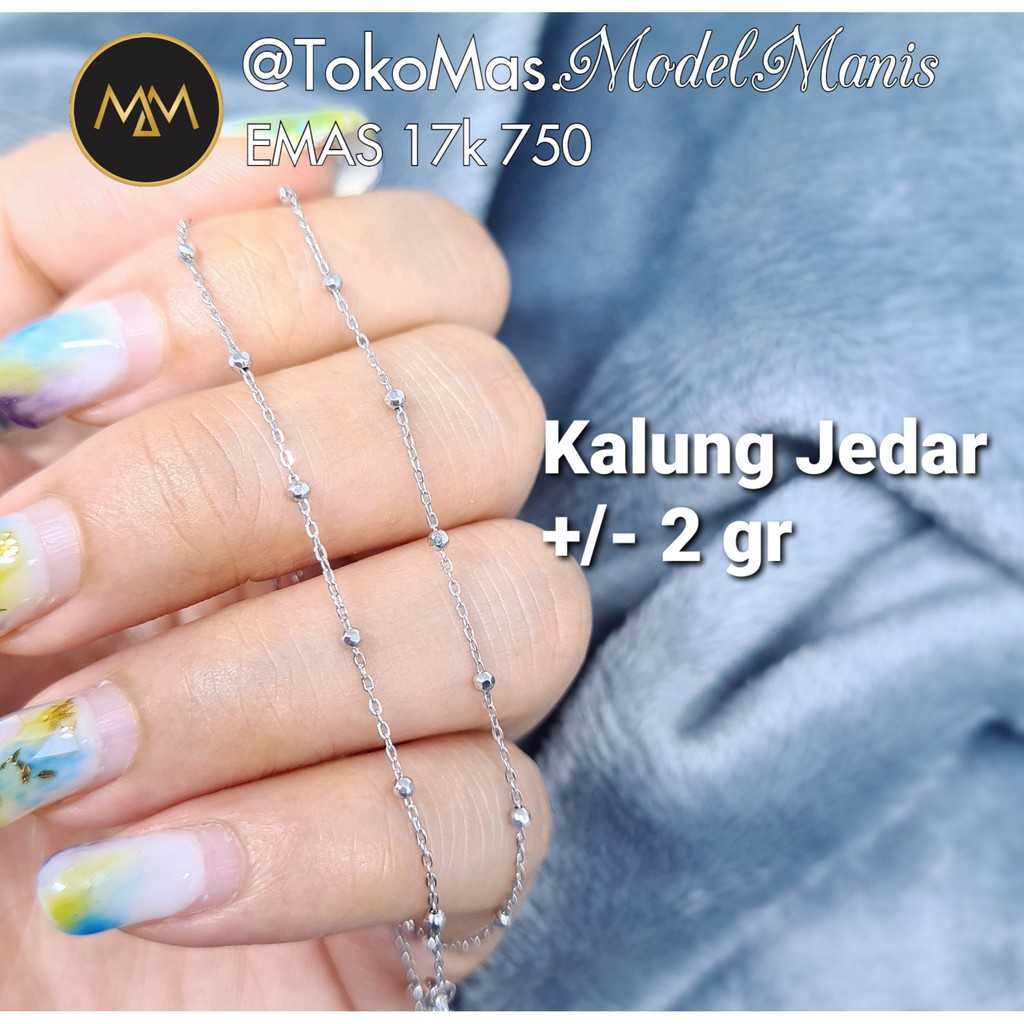kalung Jedar emas Rosegold Emas Putih 750 kadar 17K