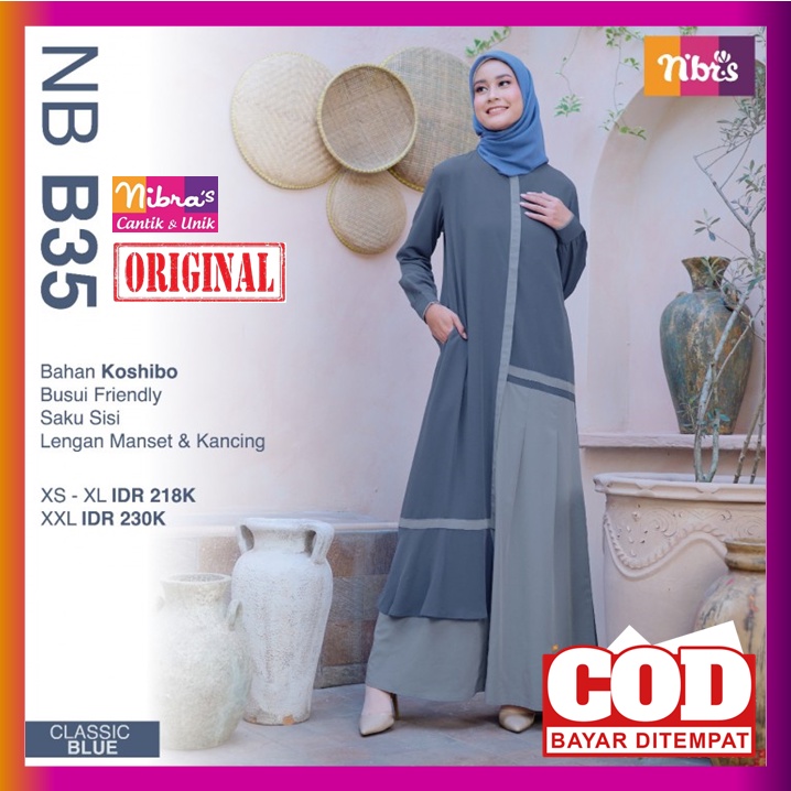 Gamis Nibras Terbaru 2022 NB B35 Blue Lavender Gamis Nibras Promo Baju Dress Dres Wanita Dewasa Musl