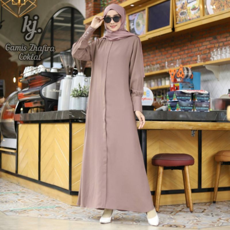 A Line Dress Gamis Zhafira Polos Simplle Mewah No Hijab Shopee Indonesia