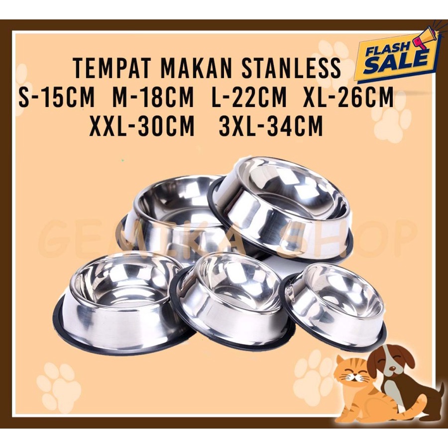 TEMPAT MAKAN HEWAN STAINLESS ALL SIZE [ PET BOWL ]