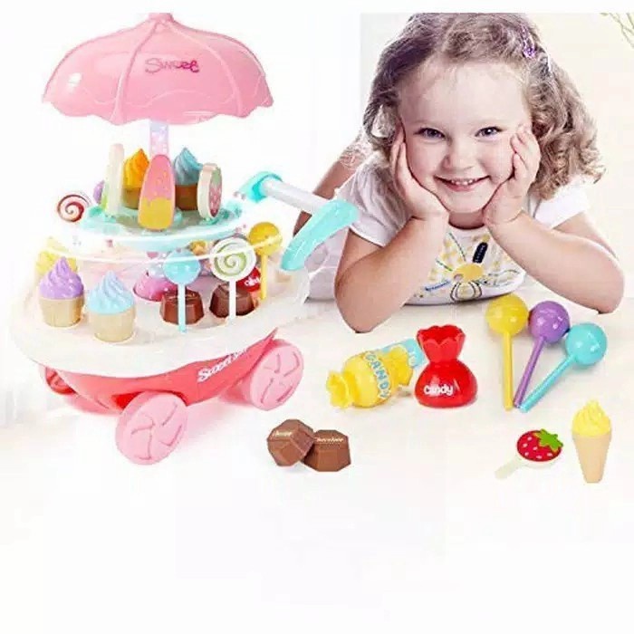 MAINAN HOME CANDY ICE CREAM CART GEROBAK MAINAN EDUKASI ANAK JUALAN ES KRIM - BC