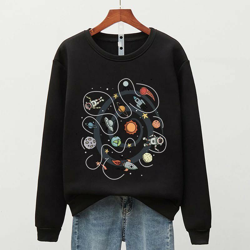 SPACE CIRCLE SWEATER UNISEX FLEECE TEBAL TERBARU'