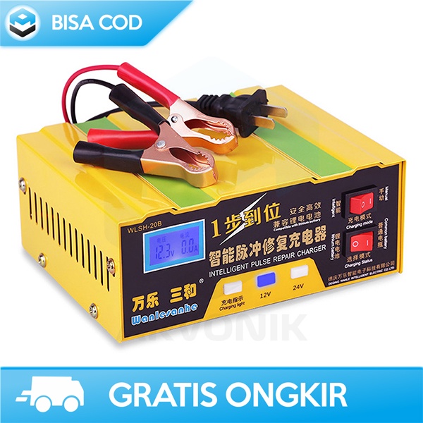 CHARGER AKI MOTOR DAN MOBIL 12V/24V ORI OTOHEROES DENGAN LCD INDIKATOR