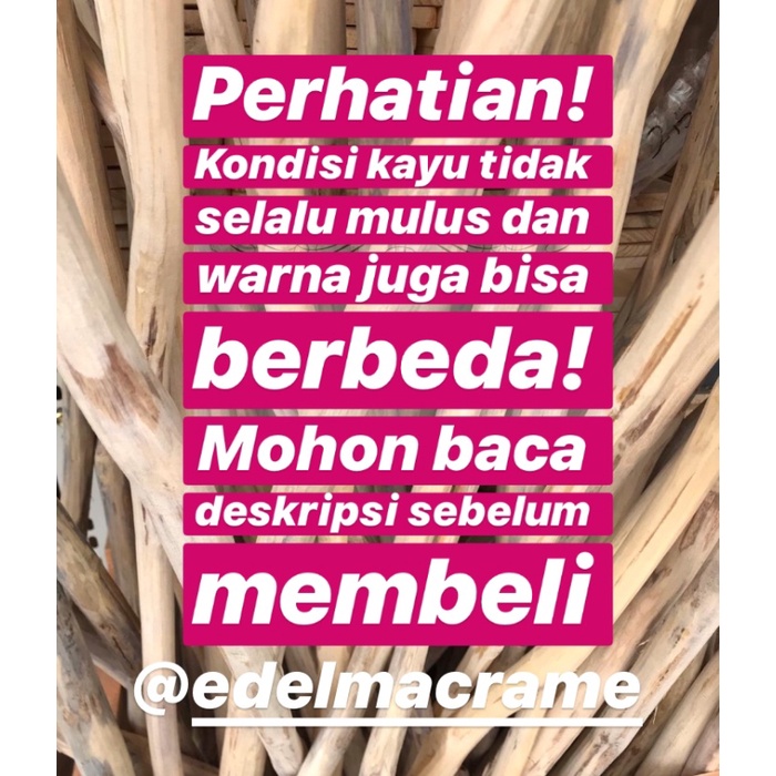 dinding-hiasan- ranting kayu jati | ranting kayu macrame ukuran pendek - 20cm -hiasan-dinding.