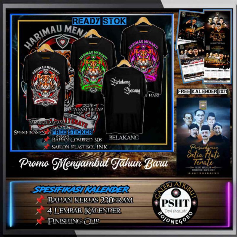 

Baju Harimau menanti 3Dimensi Free Kalender +free stiker Psht