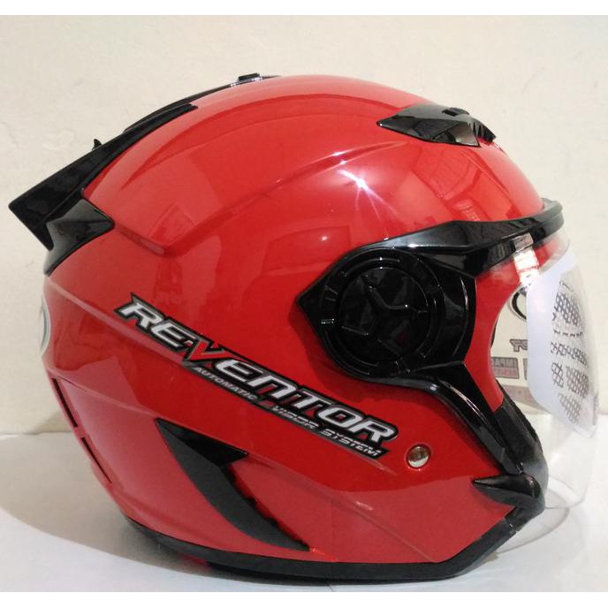 DISKON HELM NHK REVENTOR SOLID RED, PINK DOUBLE VISOR KORTING