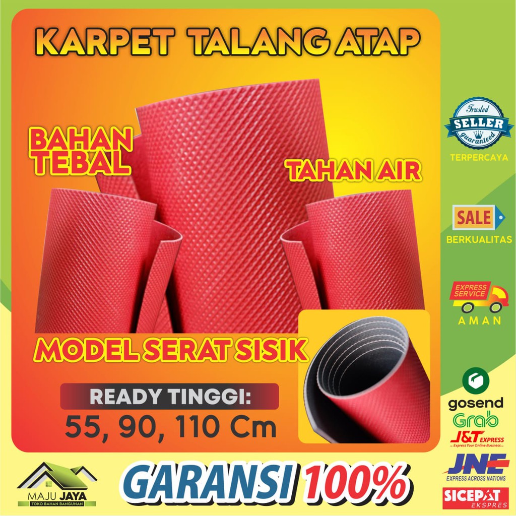Karpet Talang Air Merah Atap Rumah Genteng Anti Bocor Alumunium Aluminium 55 90 110 Cm