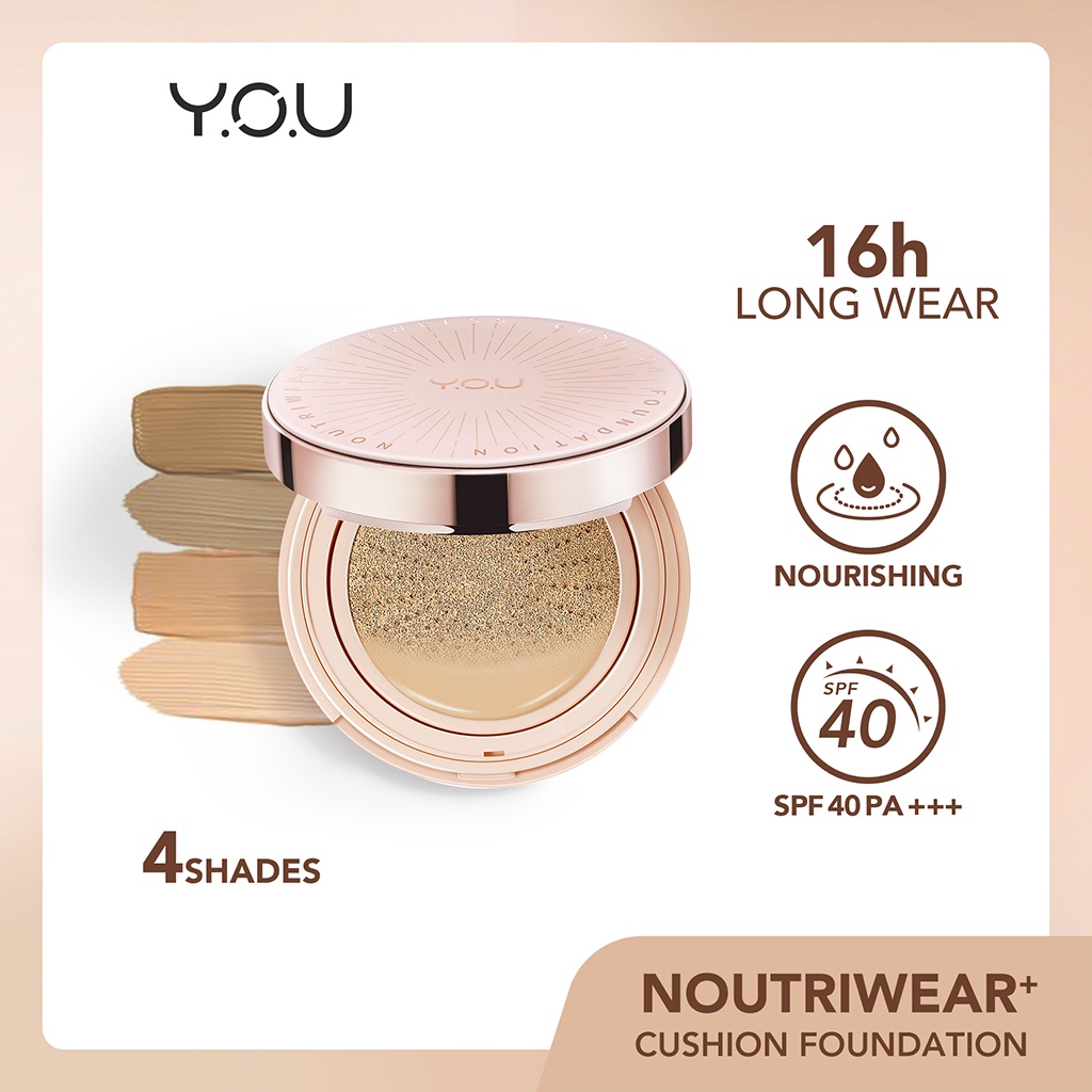 Y.O.U NoutriWear+ Flawless Cushion Foundation  SPF 40 PA +(Nourishing, Poreless Full)