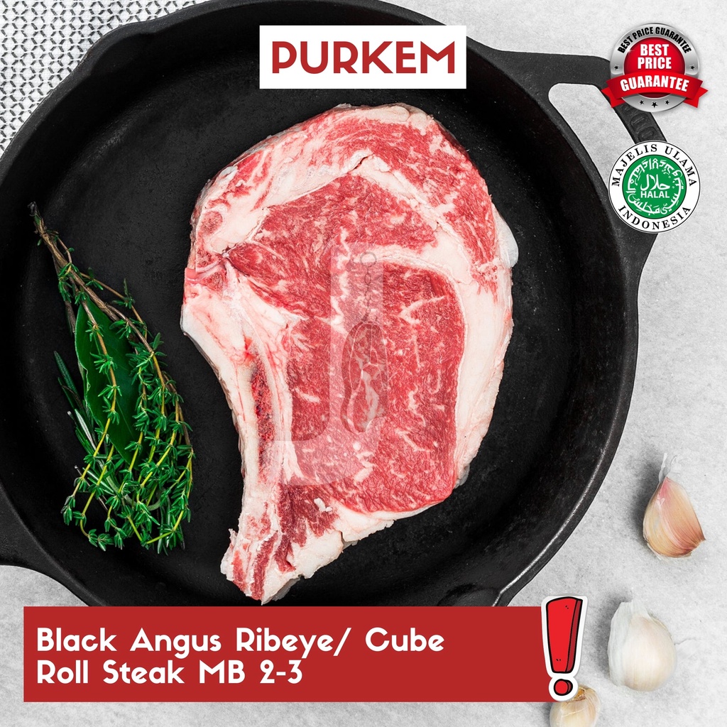 

Daging Sapi Black Angus Ribeye/ Cube Roll Steak MB 2-3 - Puri kembangan