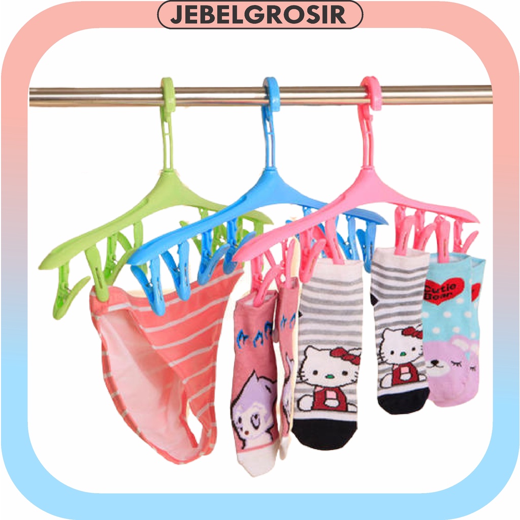 Hanger Serbaguna 8 in 1 Jepitan Kaos Kaki Jemuran Baju Multifungsi murah 120