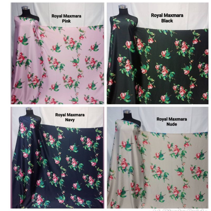 Kain Diorsilka / Royal maxmara lux / kain silk motif kembang bunga / bahan meteran murah terbaru