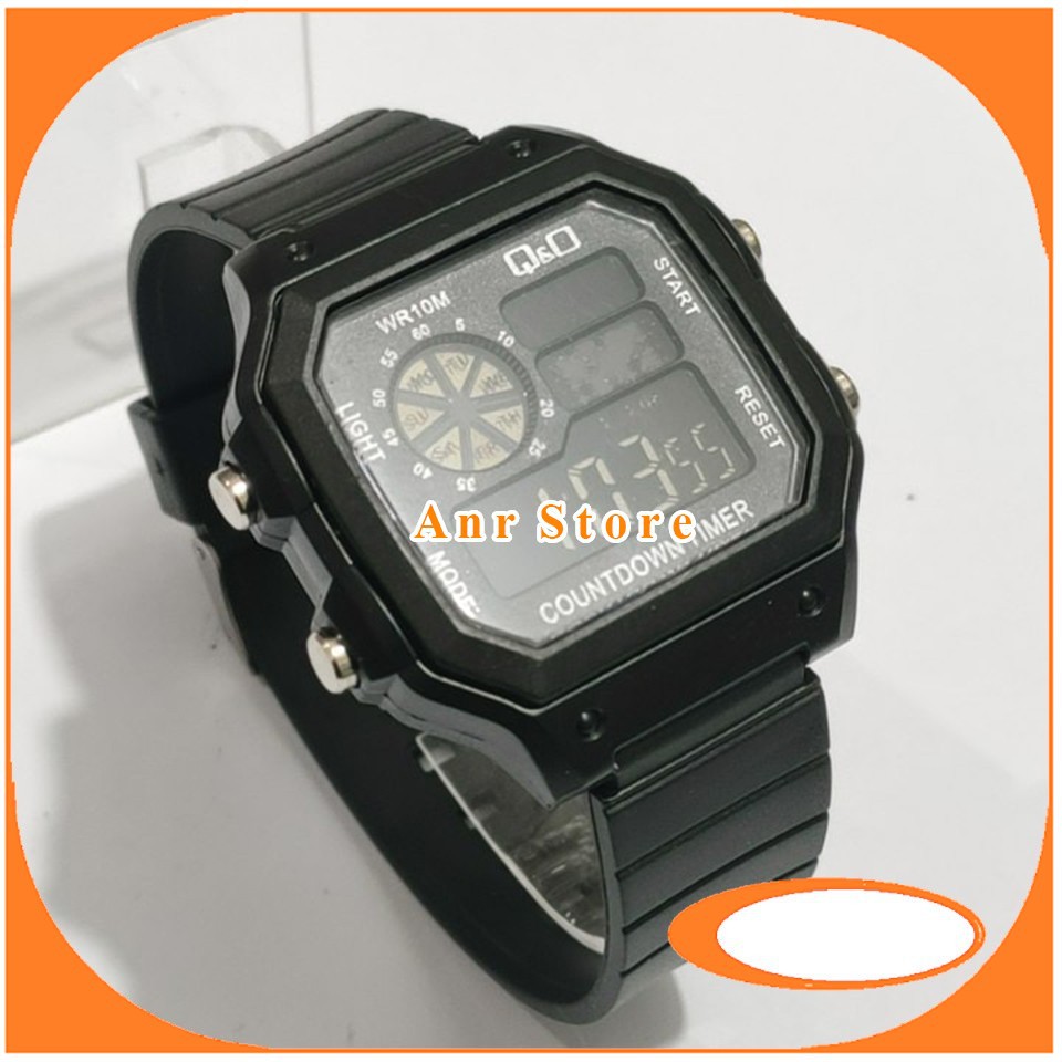 Jam Tangan Q&amp;Q Pria Digital Terbaru Full Black