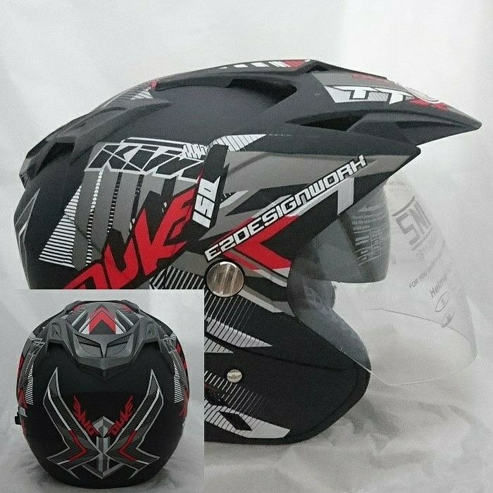 HELM DMN DOUBLE VISOR BLACK RED DUKE