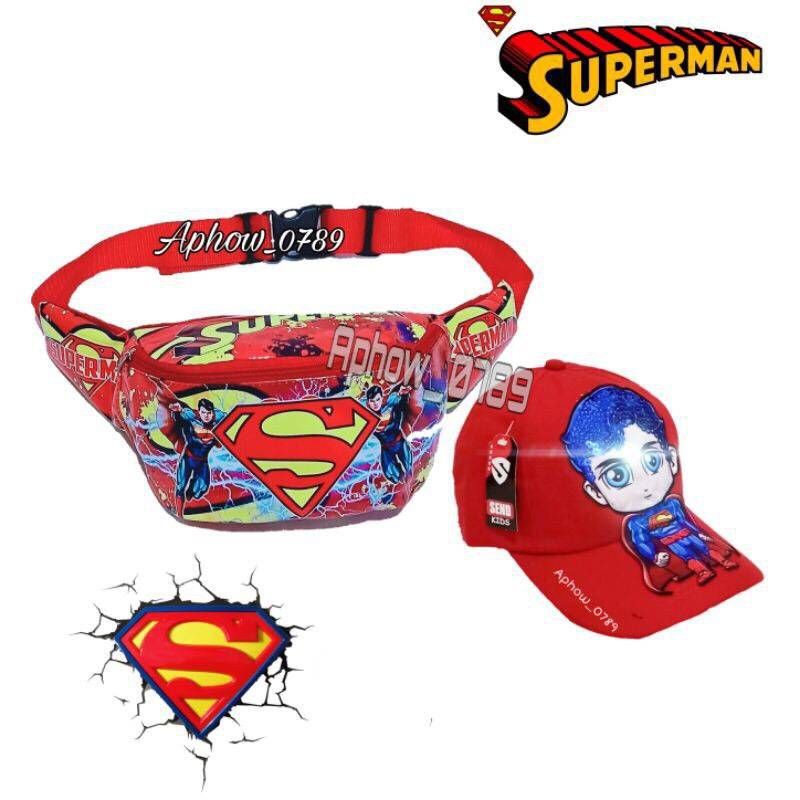 2in1 tas superman anak / paket hemat superman /topi superman