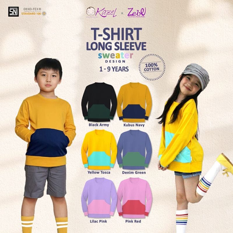 Kazel Tshirt Sweater Design Warna Random Per 2 Pcs - KZL-TSD