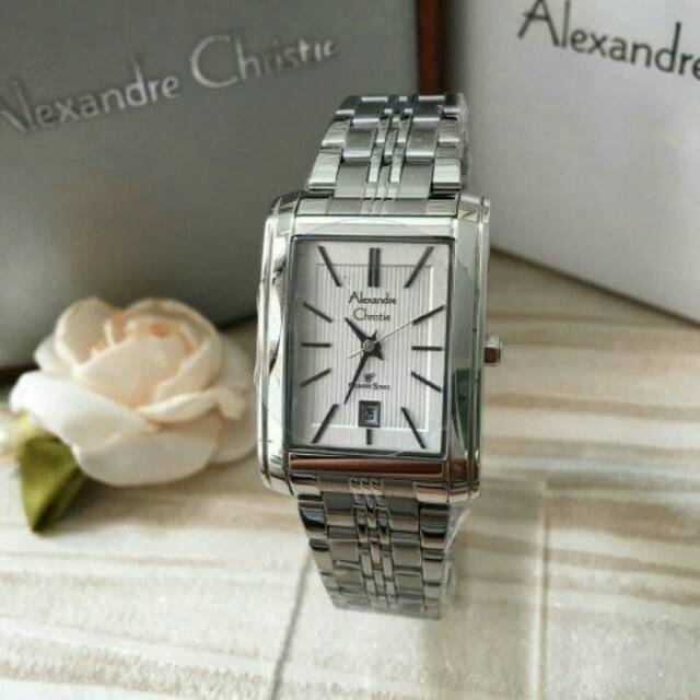 Jam Tangan Wanita Alexandre Christie Rantai Silver Ac8408 Original