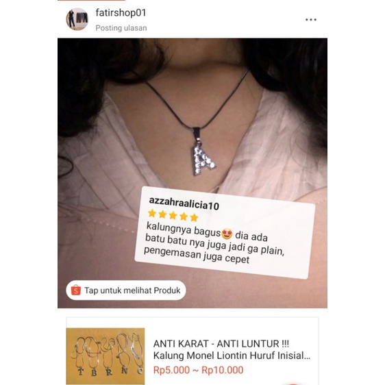 ANTI KARAT - ANTI LUNTUR !!! Kalung Monel Liontin Huruf Inisial A SAMPAI Z