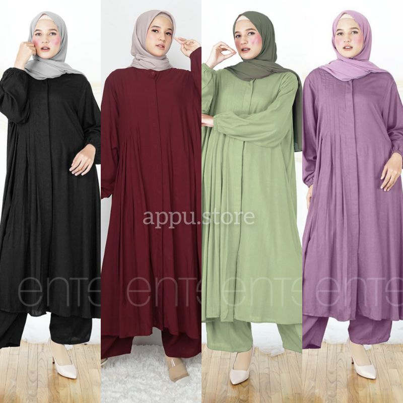ENTER HABIBA SET | ONE SET JUMBO RAYON PREMIUM L MOTIF POLOS FASHION MUSLIM KEKINIAN | BAJU SETELAN 