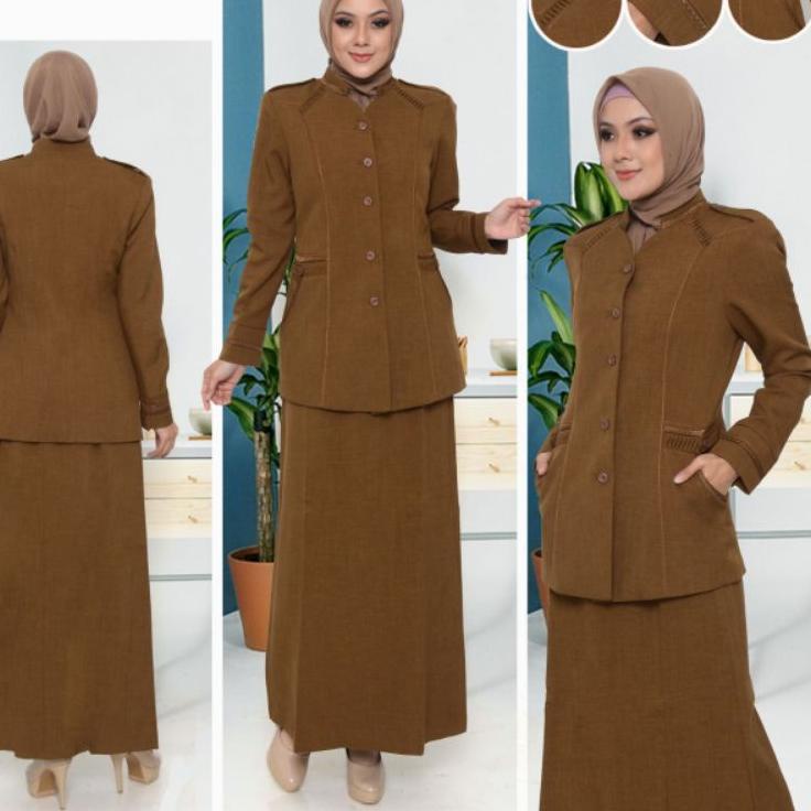 Terbaru Baju Dinas Wanita Pemda Aceh Blazer PNS ASN Keki Seragam Pemda Khaki Wanita Baju Guru Coklat