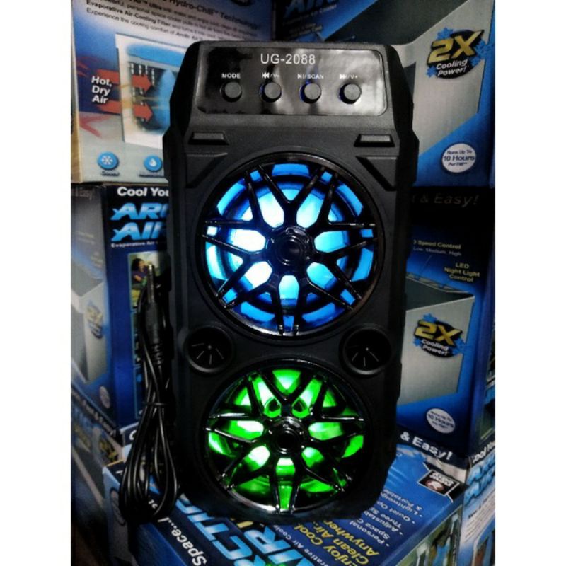 Speaker bluetooth karaoke free mic super wireless double mega bass mp3 radio player 2088