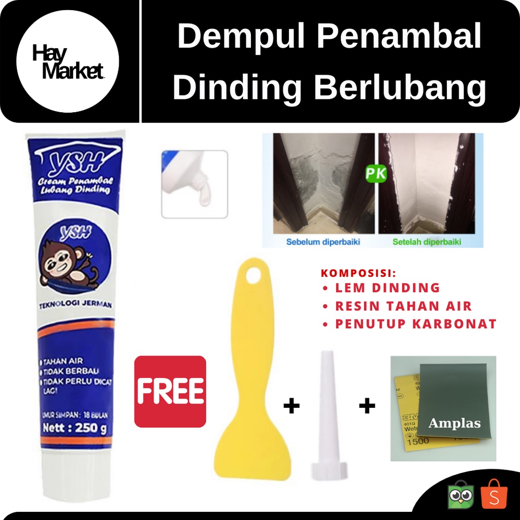 Krim Amplas Penutup Lubang Tembok Dempul Penambal Dinding Putih Wall Wal Mending Ointment YSH
