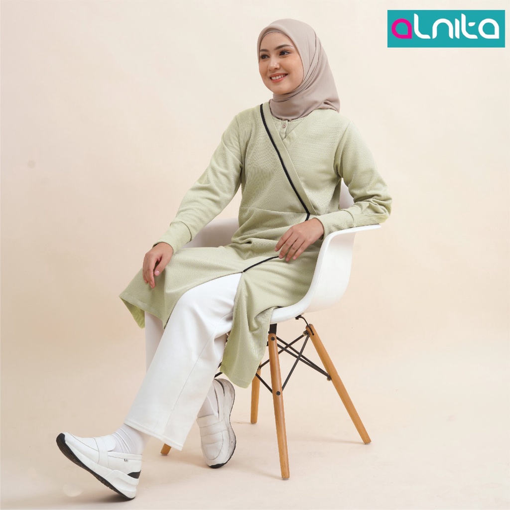 Alnita Tsana Midi Bahan Monza Tunik Modern Simpel kekinian by Alnita bisa COD