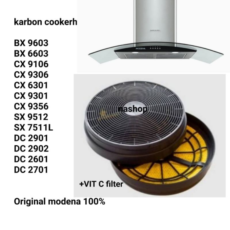 Jual Carbon filter cooker hood modena tipe CX 9306,CX 9156,SX 7511 L,SX