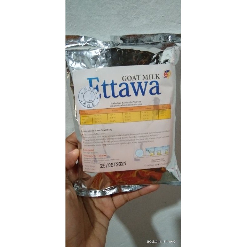 

Susu Kambing Etawa Agro Prima rasa jahe (kemasan aluminium foil, 250 gram)