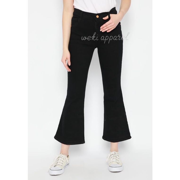 WEKI  Celana Jeans Cutbray  Wanita Highwaist Polos