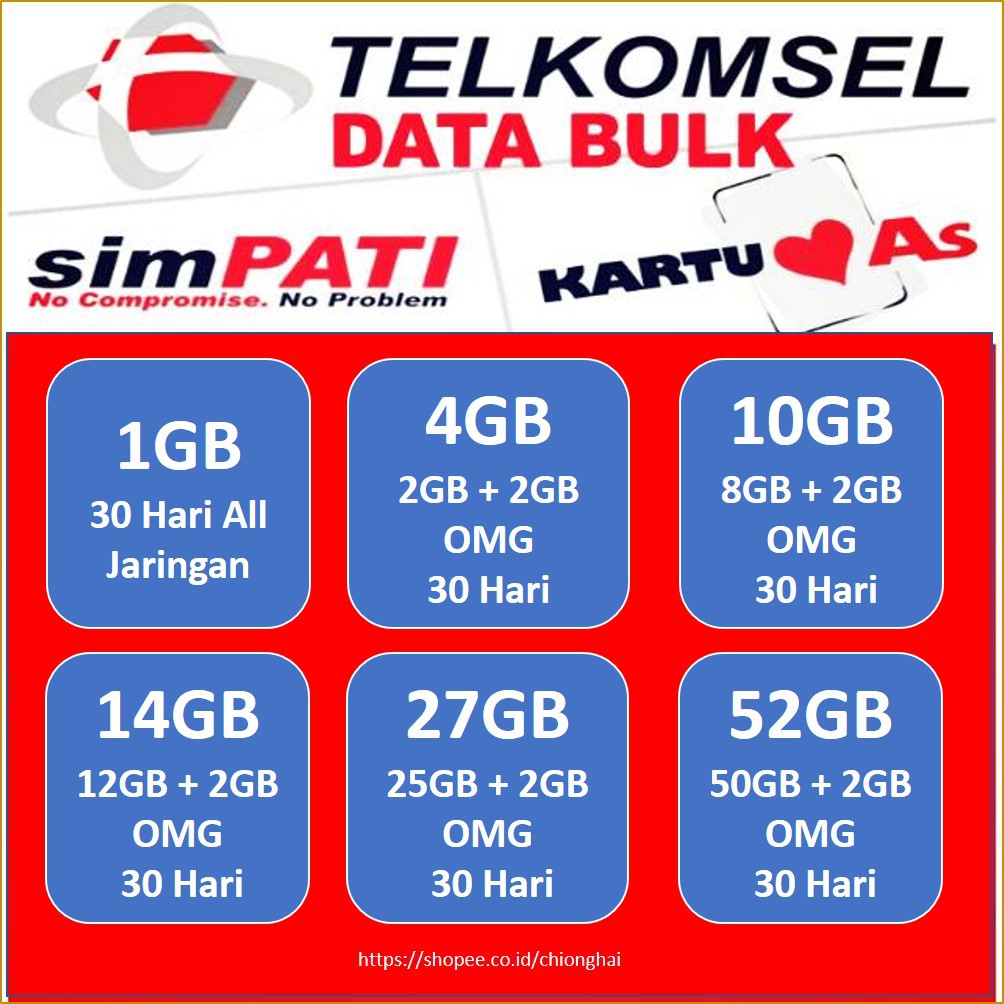 Paket Data Telkomsel Flash Simpati As Loop Bulk Kuota Internet Murah Shopee Indonesia