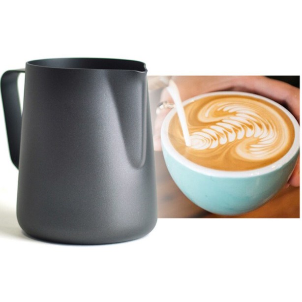 OneTwoCupsGelas Pitcher Kopi Espresso Latte Art Stainless Steel 400ml - 600ml - AA0051 - Black