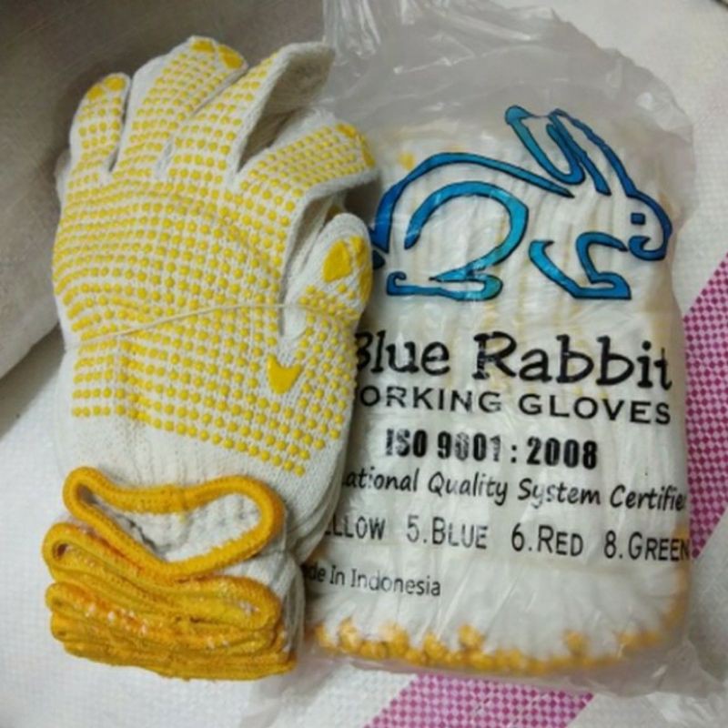 Sarung Tangan Bintik Kuning Rabbit Berkualitas Super - Sarung Tangan Kerja Rajut