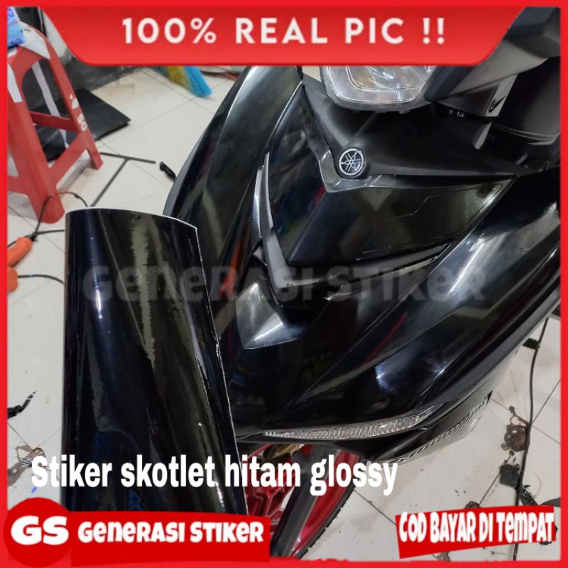 Stiker Skotlet Hitam Glossy Skotlet motor Sekotlet Hitam