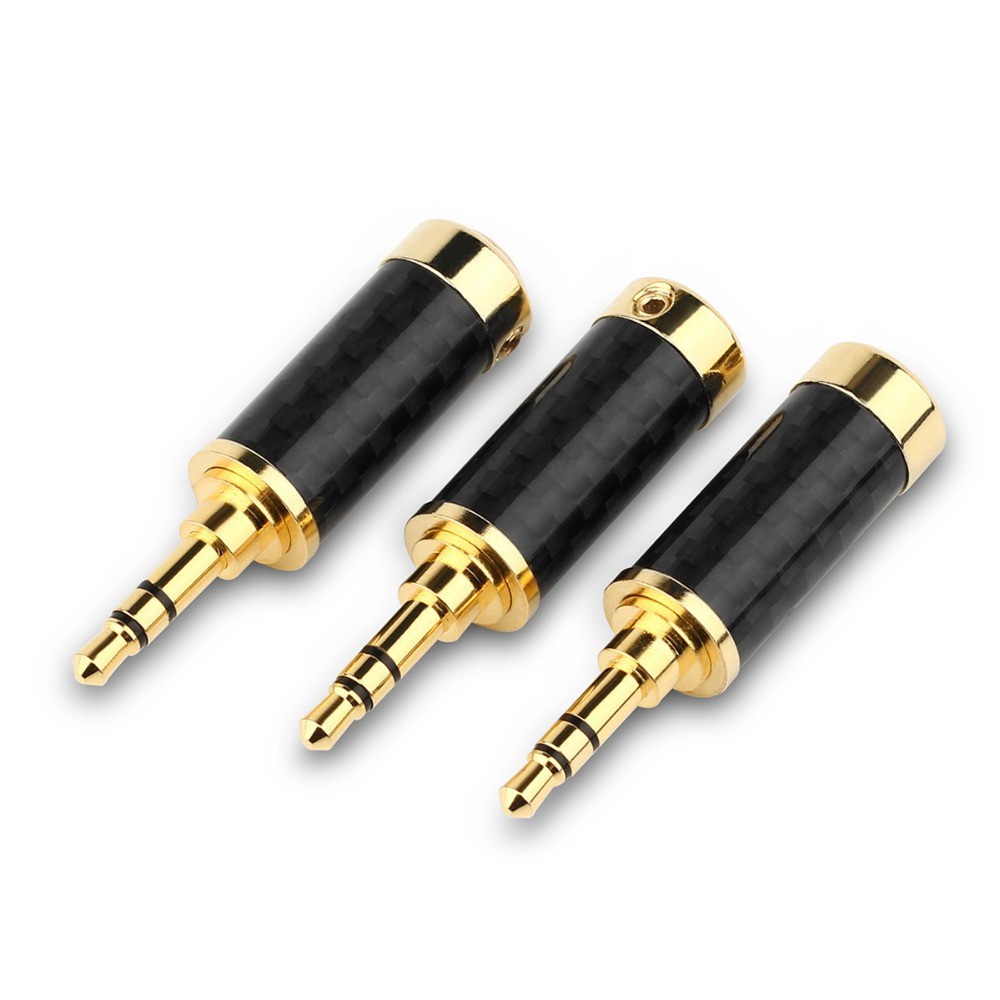 3.5mm Plug Audio Jack 3 Pole Carbon Fiber Earphone Splice DIY Stereo Headphone Repair Solder Wire