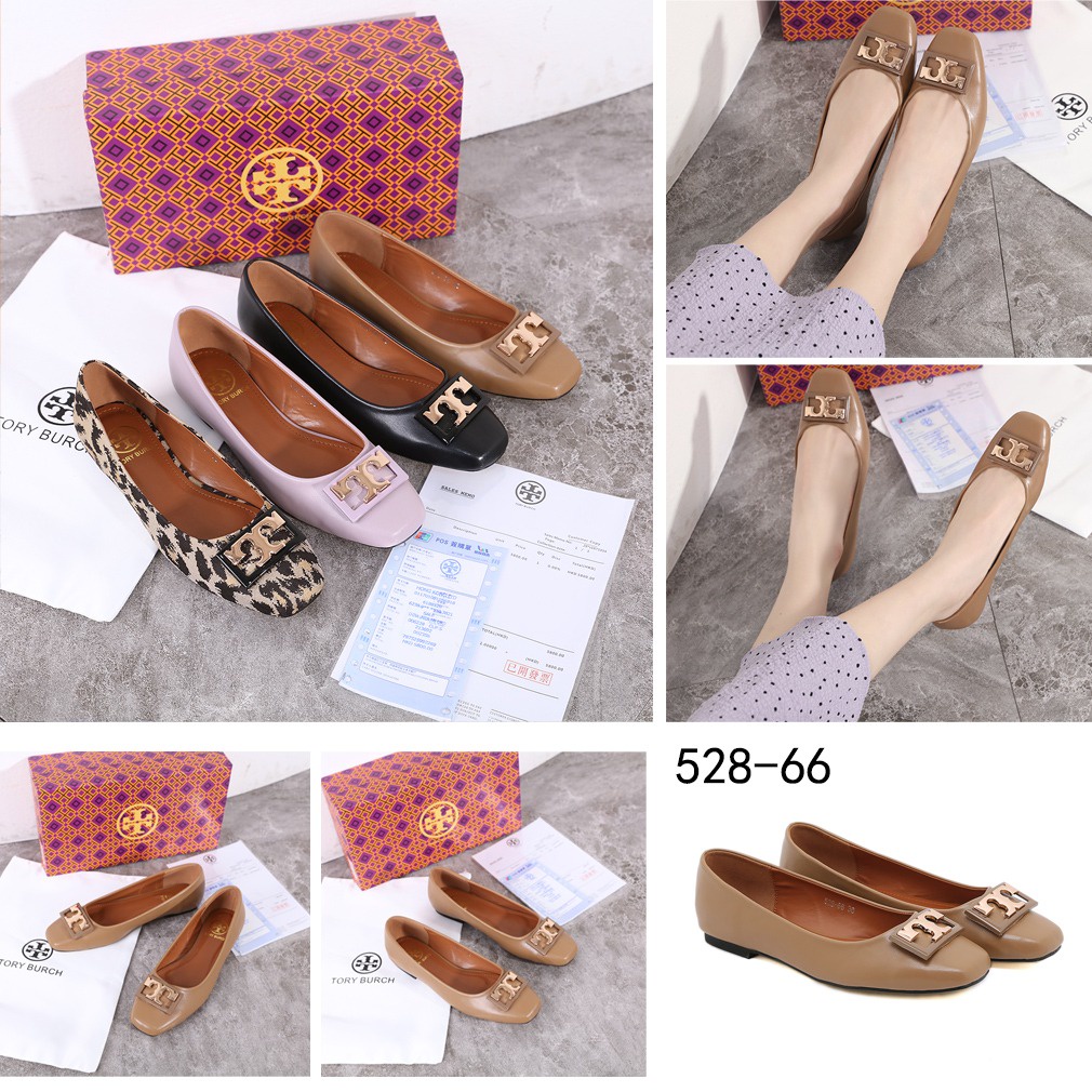 TB Leather &amp; Canvas Gigi Ballet Flat Shoes #528-66