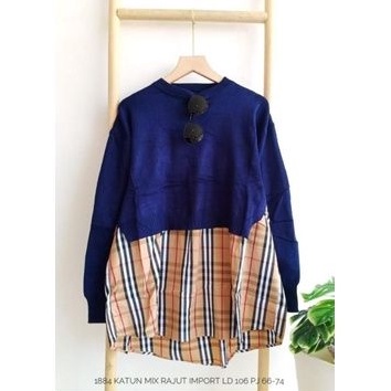 Blouse katun mix rajut import ld 106 cm